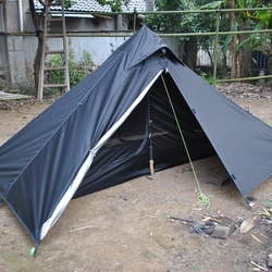 Without Poles!Full Set 2persons Double Layer Pyramid Tent Include Inside and Outside Ultralight Portable Waterproof Outdoor Tour