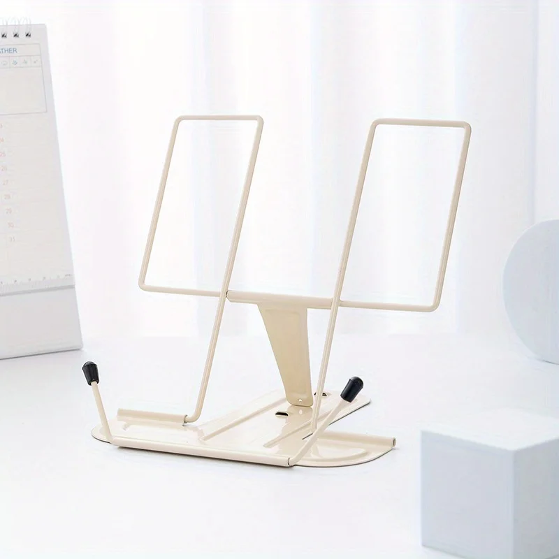 Foldable & Adjustable Iron Desk Stand | Portable Reading and Typing Holder for Books, Phones, Tablets,Home Office Organizer