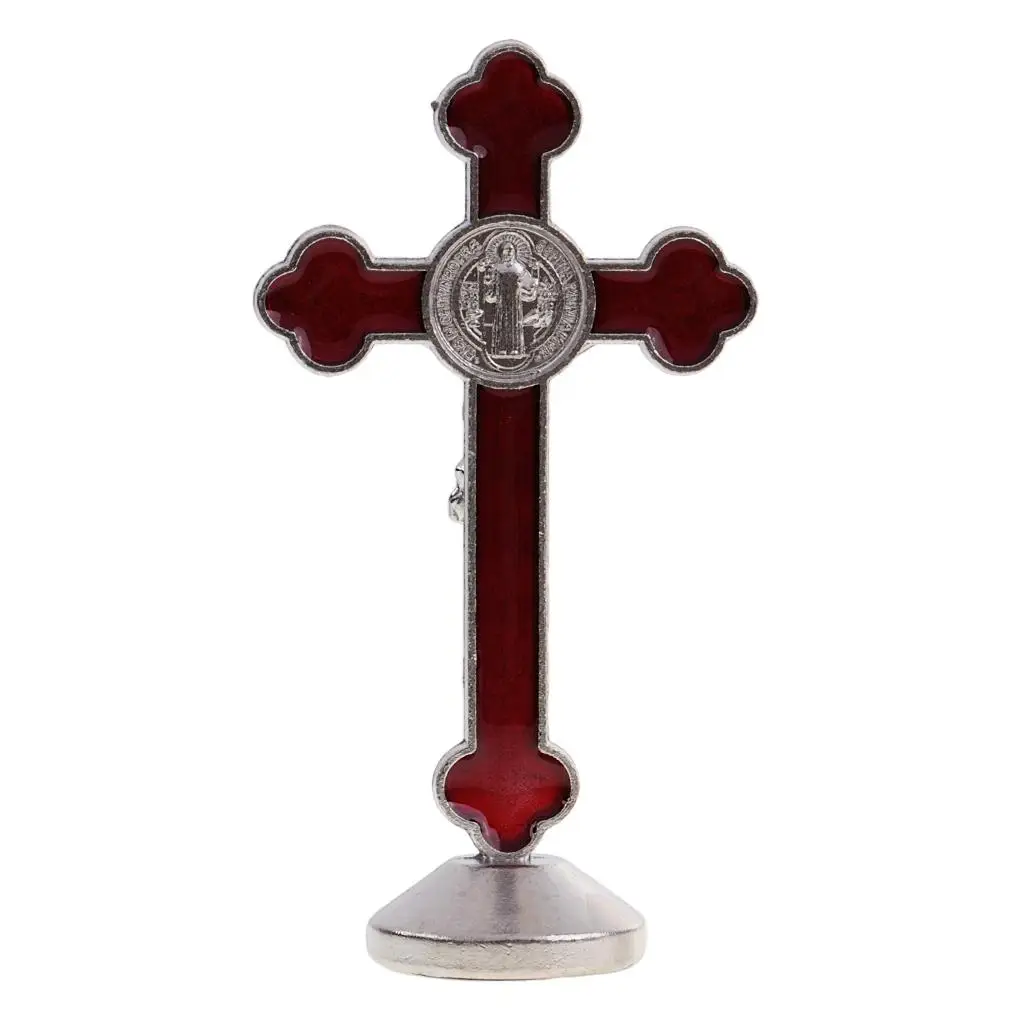Cross Statue INRI Magnetic Base Small Crucifix Jesus Sculpture Religion Statue Saint Home Office Tabletop