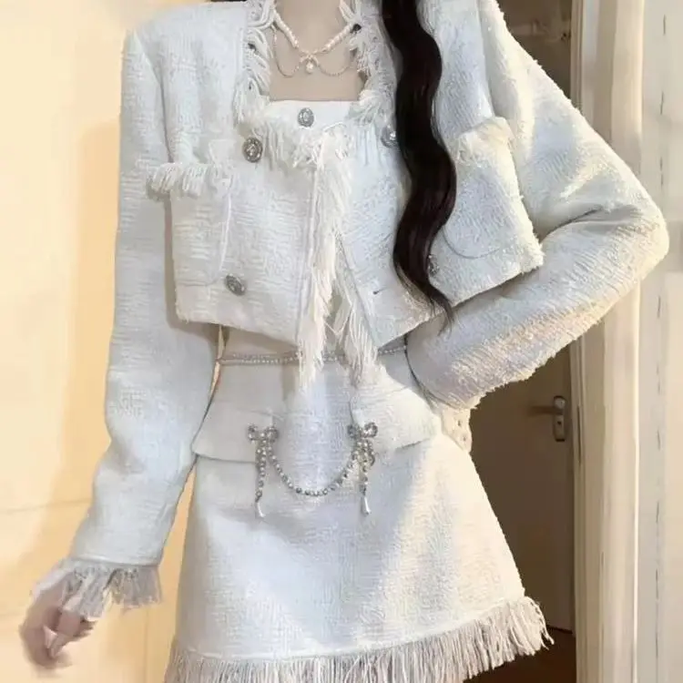 

Autumn Winter Skirt Suit High-End Celebrity Style Gentle Fragrance Long-Sleeved Jacket High Waist