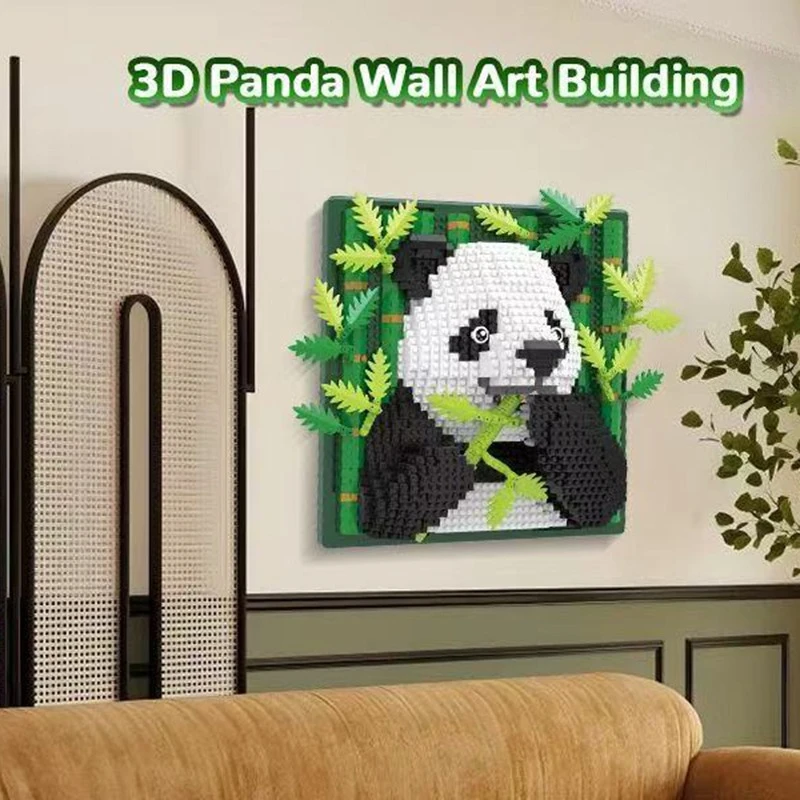 

New Creative 3D Wall Art Frame Sharks Panda Model Brick DIY Micro Animal Particle 3D Painting Building Block Toys Adults Gift