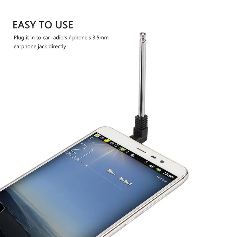 Portable Mini 3.5mm Connector Telescopic FM Radio Antenna for Car Mobile Phone