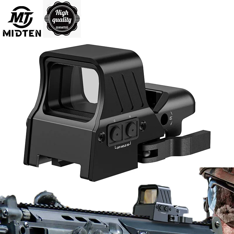 MidTen Scope Riflescope 1X22X33mm Red Green Dot 4 Reticles Reflex Sight Quick Detach Optical Collimator  Mount 20mm Rail