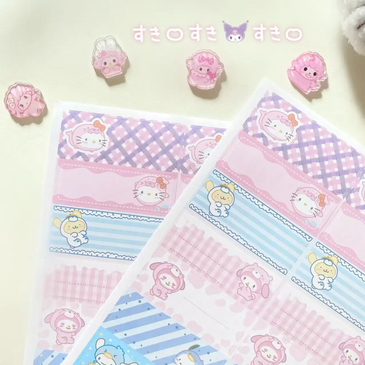 Sanrio Sticker Label Sticker Cartoon Cute Creative Hand Account Decoration Memo Self-adhesive Student Name Stationery Decoration