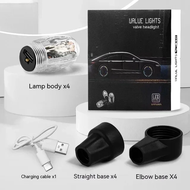 2/4Pcs Auto Shining Bike Moto Wiel Band Band Licht Led Ventiel Styling Cap Lamp Hub Met Air Light Accessoires Cover