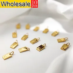 Simple Initial Name 10PCS A-Z Letter Charm Gold Plated Stainless Steel Pendant Necklace Fashion Jewelry Supplies Birthday Gift