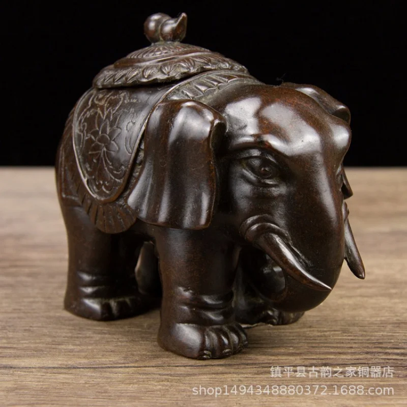 Pure Copper Elephant Ornament Brass Antique Coil Incense Burner Aromatherapy Supplies Home Decoration Orn