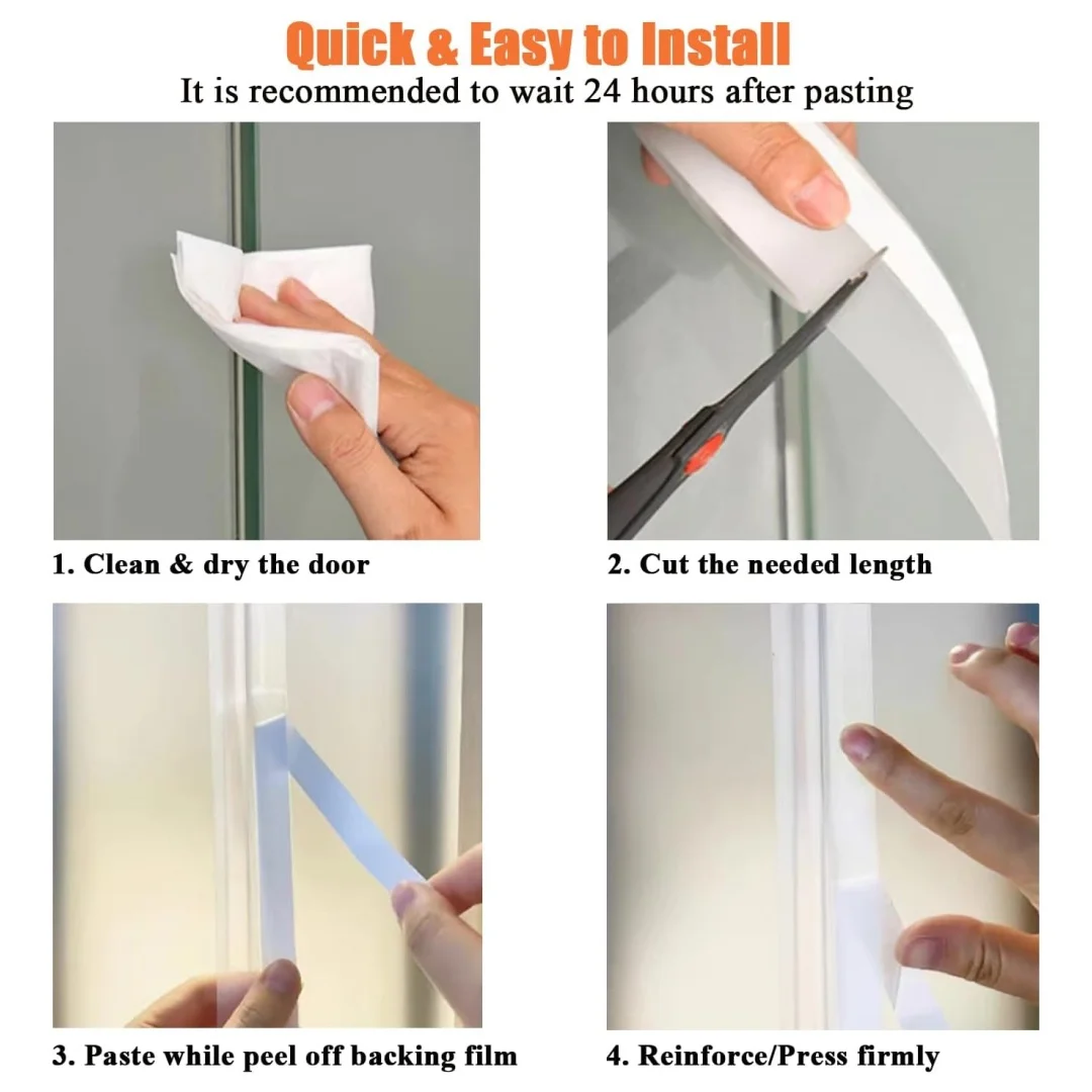 Transparent Sealing Strip, Door Ventilation Barrier, No Residue, Used for Sealing Gaps Between Doors, windows, Shower Glass