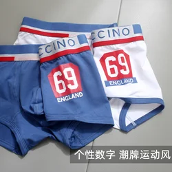 2pcs/lot Men's underwear Boxer cotton personality trendy brand sporty style youth comfortable breathable low rise Boxer