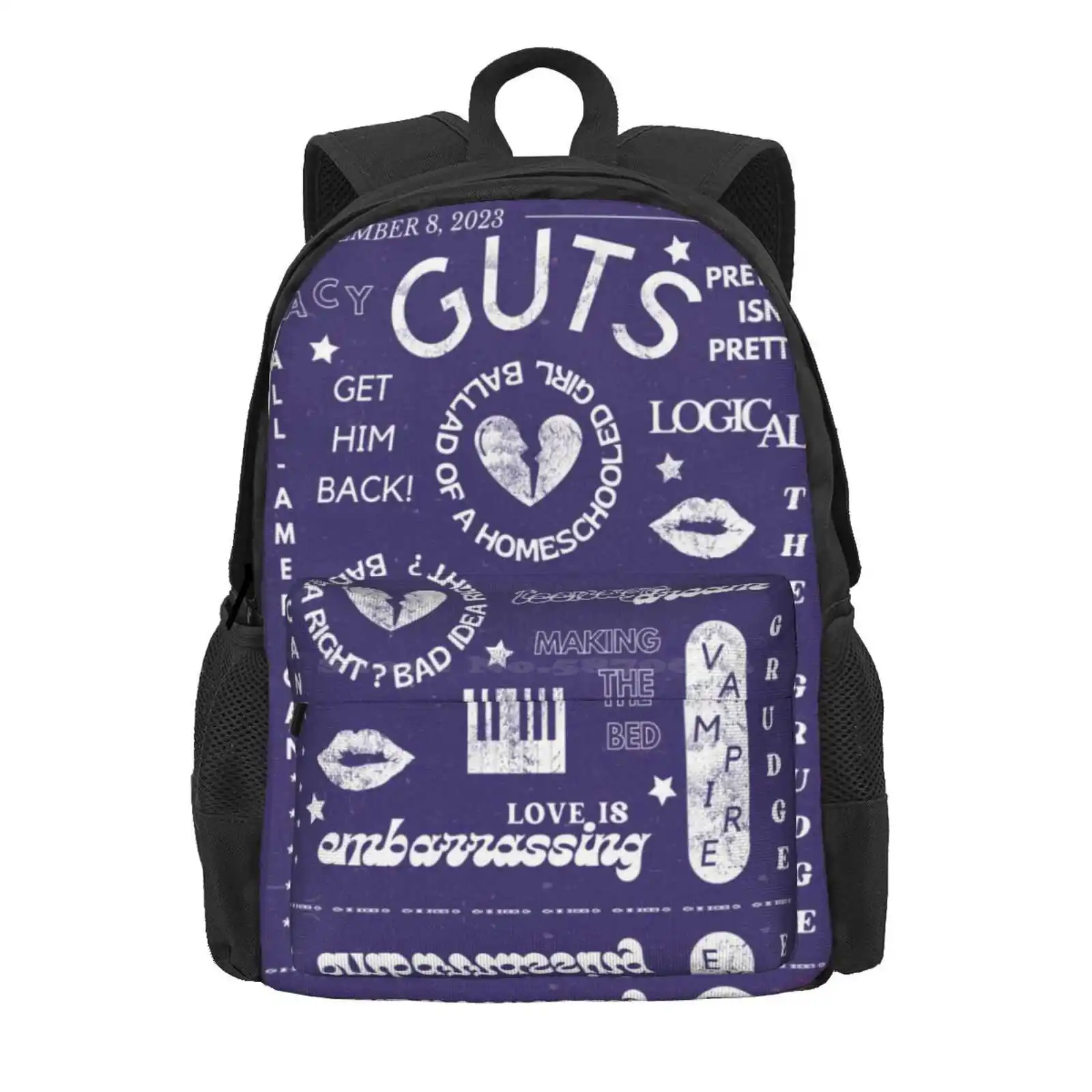 Guts Tracklist Print Hot Sale Schoolbag Backpack Fashion Bags Guts Vampire Drivers License Bad Idea Right Music Good For You