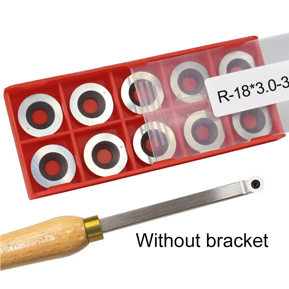 10Pcs/Box Round Carbide Inserts 18x3mm 30° for Woodworking Lathe Cutting Blades Smooth Finish Bends Concave Hollowing Turning