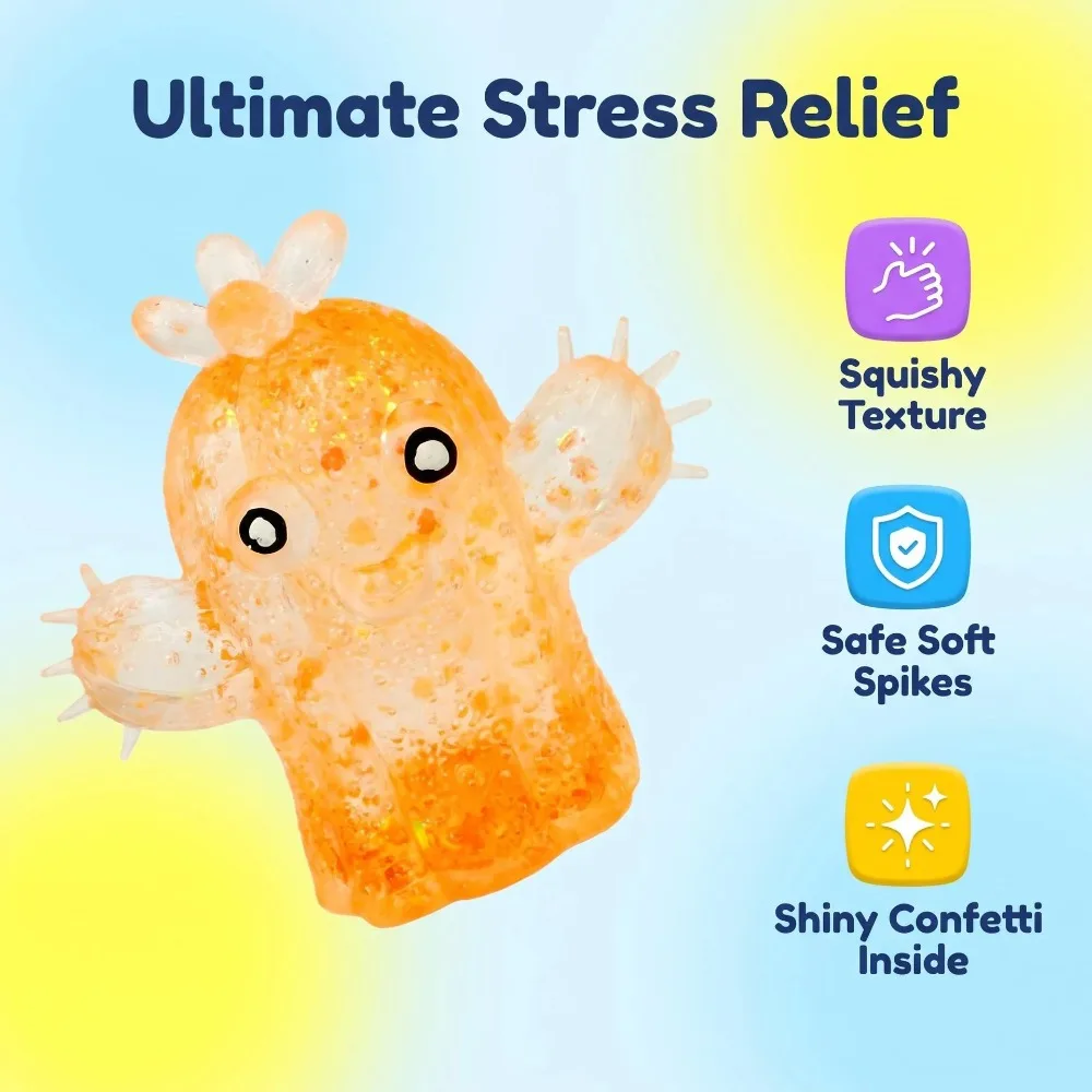 1/2/3PCS Cactus Maltose Squishy Fidget Glitter Squeeze Cute Plant Shape Sensory Desktop Ornament for Relax Focus Anxiety Relief