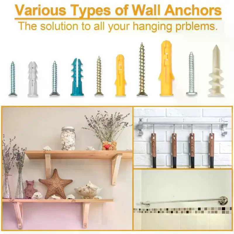 350pcs Gypsum Board Expansion Screw Set Self-Tapping Anchor Screw Kit With Screw Box For Home Improvement