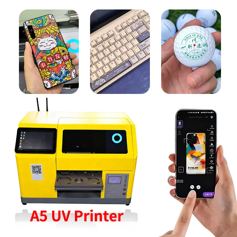 Mini A5 XP600 UV Printer Automatic AI Smart UV Printer for Golf Balls Acrylic Charm