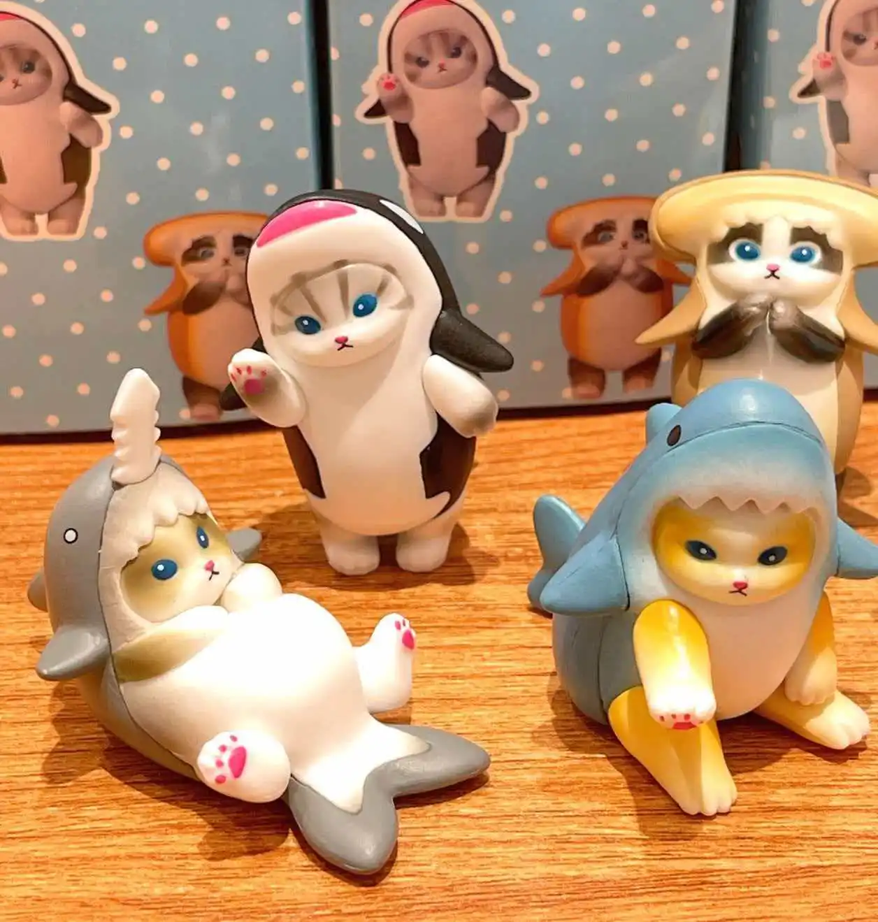 

In Stock Mofusand Shark Cat Marine Animals Blind Box Kawaii Action Figures Toy Desktop Decoration Cute Collection Gifts ﻿