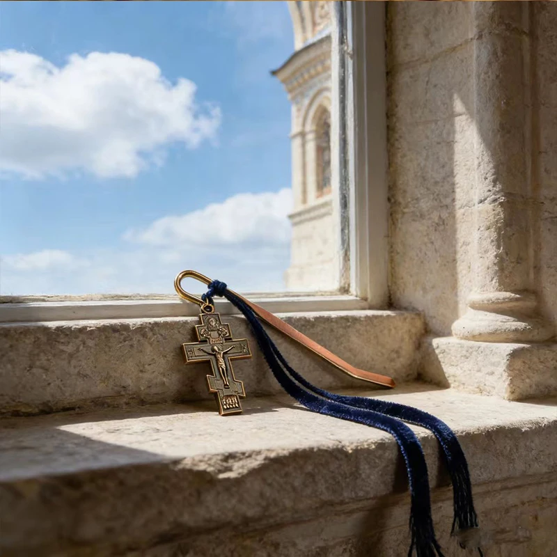 Neue 2026 Traditionelle Orthodoxe Kruzifix-Lesezeichen-Kollektion Gold & Antik-Kupfer Hochwertiges christliches Geschenk für Bibelstudium & Gebet – Detail 8