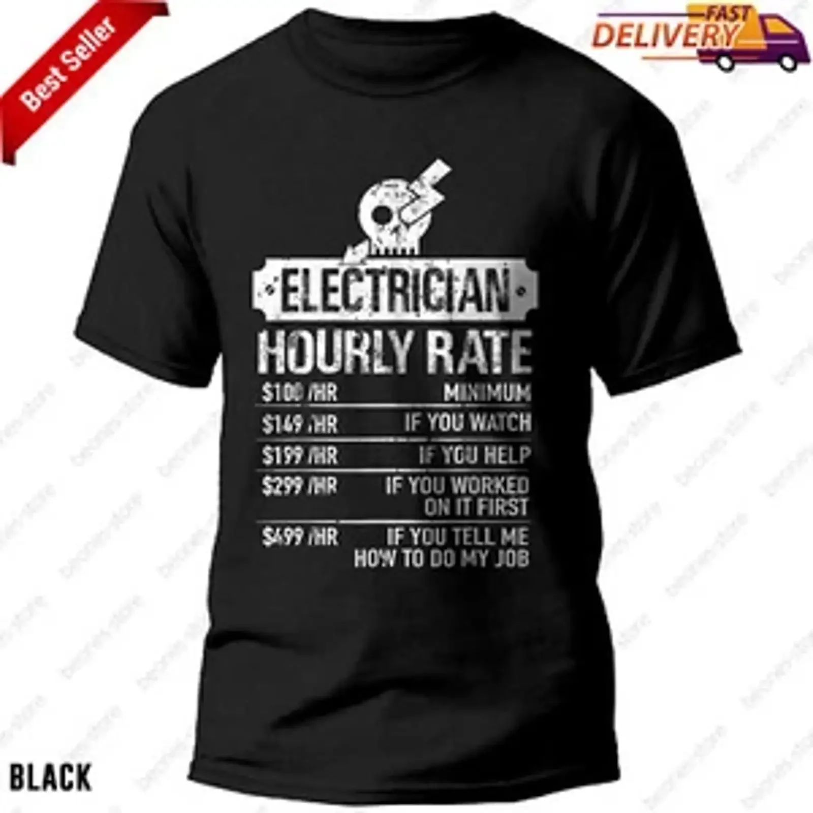 Electrical Engineer T Shirt Electrician Hourly Rate Funny Engineering I vintage Washed Breathable fashion homme