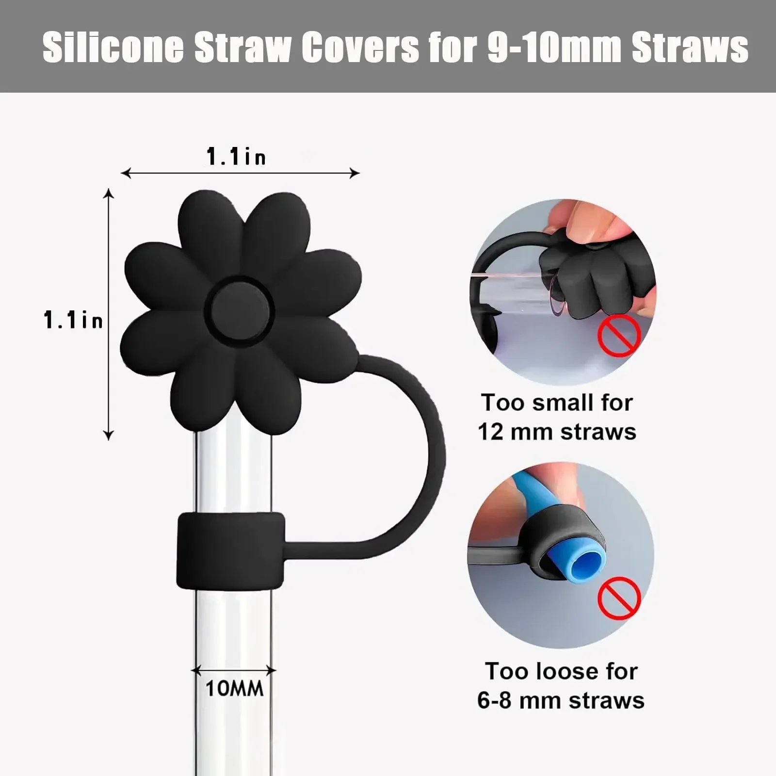 Flower Straw Toppers para Stanley Cups, Silicone Straw Caps, reutilizáveis Straw Tips Protector, Tumbler Acessórios, 30 oz, 40 oz, 4pcs