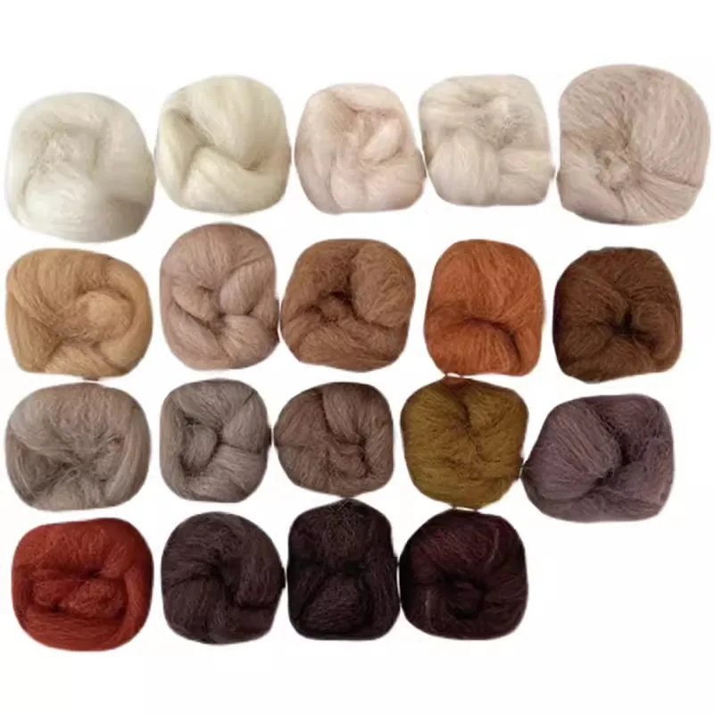 Brown Anima Wool Roving Yarn Fiber Roving Wool Top Pure Wool Chunky Yarn Spinning Wool Roving for Needle Felting Wet DIY Hand