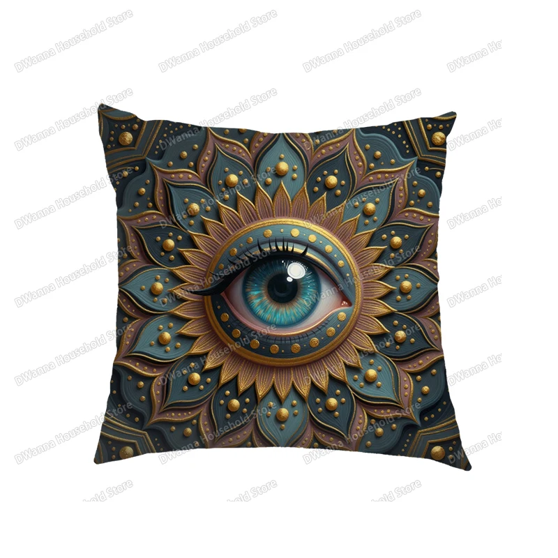 Evil Eye Pattern Print Cushion Cover All Seeing Eye Sofa Bedroom Pillowcase Home Decor Throw Pillow Case Covers for Living Room