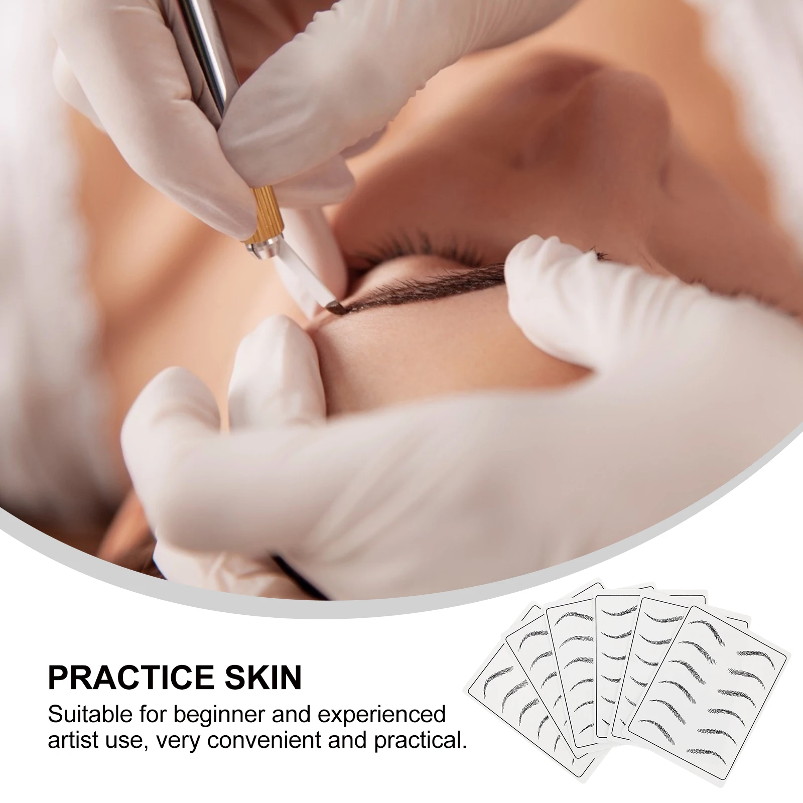 

6Pcs Fake Skin Microblading Practice Sheet Double Sided Durable Rubber Practice Skin for Training Tool