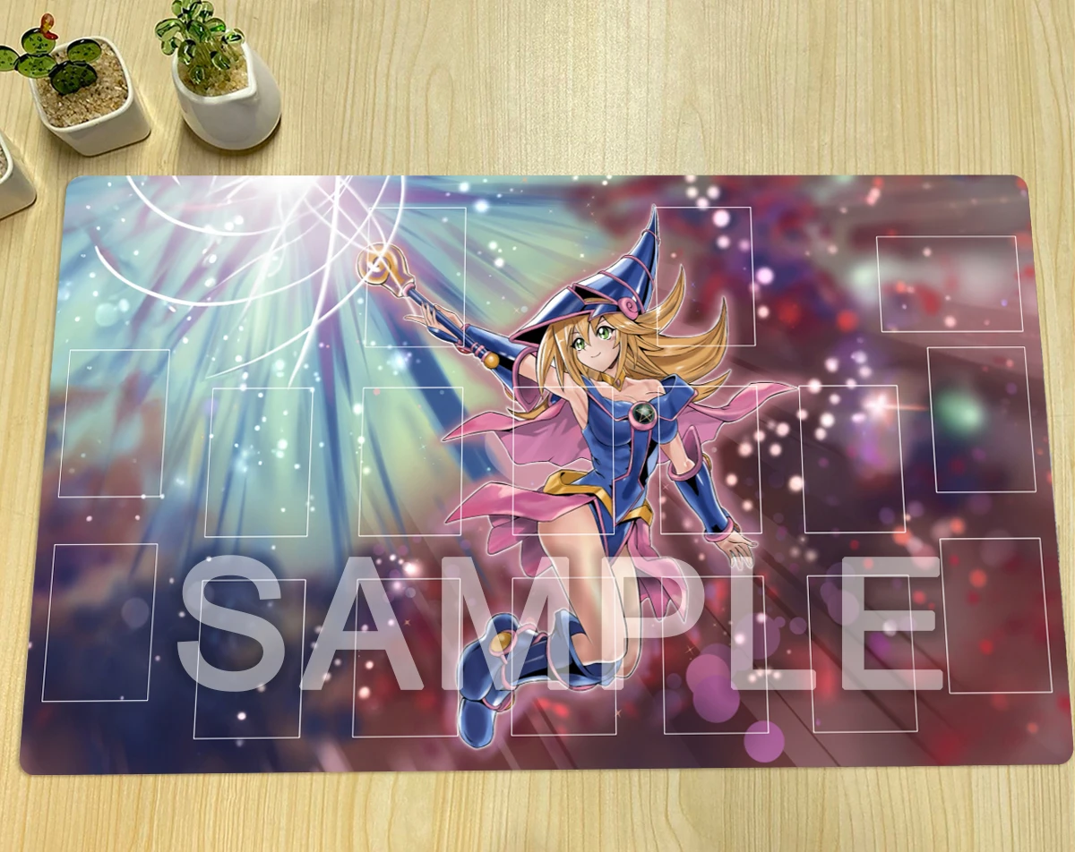 YuGiOh Dark Magician Girl Playmat TCG CCG Mat Board Game Duel Pad Trading Card Game Mat Rubber Mouse Pad 600x350x2mm Free Bag