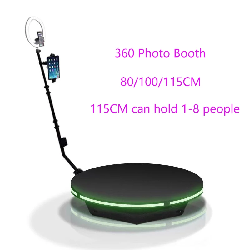 360 Photo Booth Automatic Spinning Camera Selfie 8 People 80-115cm Led Machine Portable Flexible