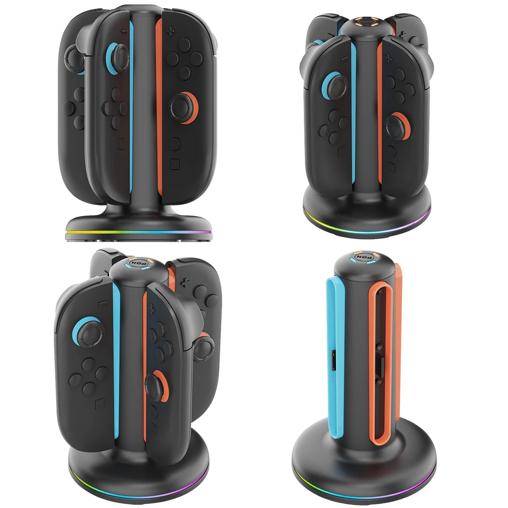 قاعدة شحن لملحقات وحدة التحكم Switch2 4 في 1 حامل شاحن وحدة التحكم للتبديل 2 شاحن Joy-Con قاعدة شحن سريعة