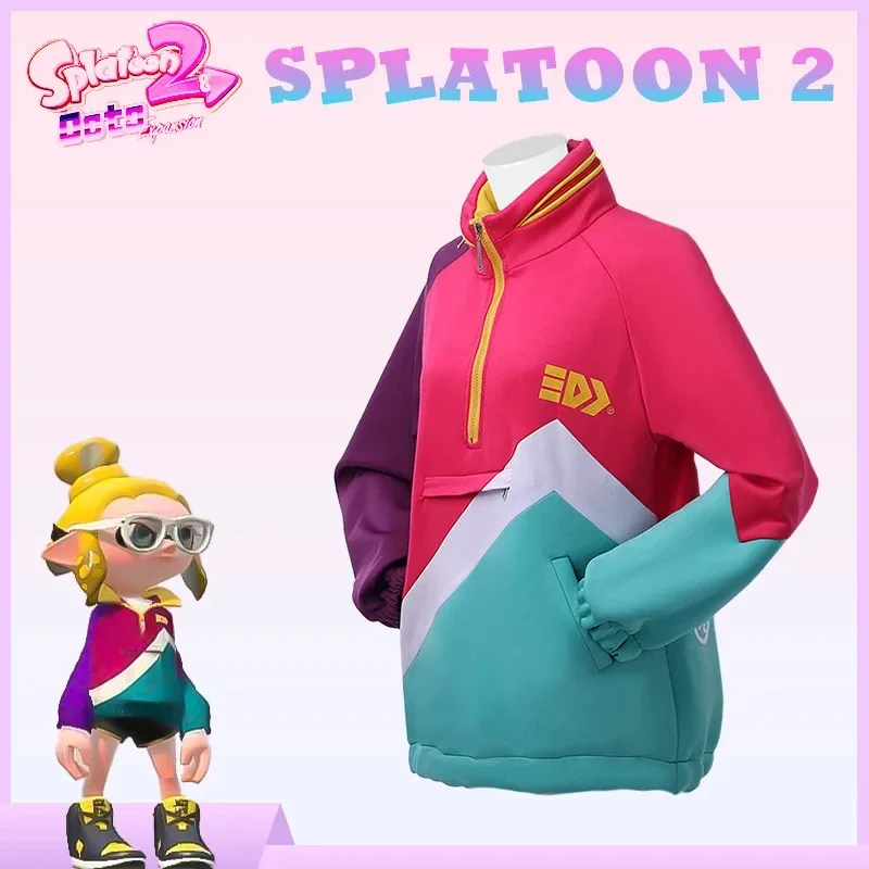 

Anime Splatoon Cosplay Costume Legend Game Color Zipper Top Adult Casual Pullovers Vintage Cos Sweatshirt Coat Contrasts;3'v,6.h