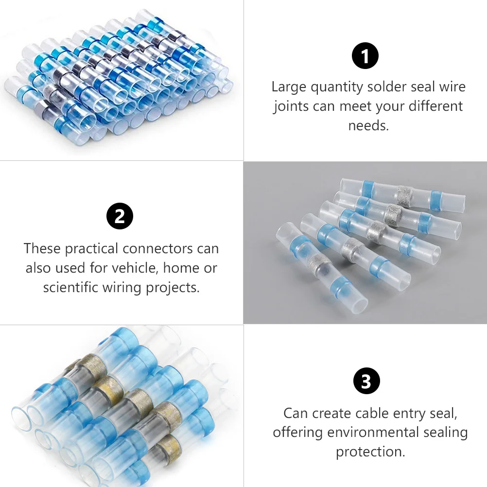

200Pcs Solder Sleeves Heat Shrink Connector Kits Waterproof Insulated Butt Connectors for Marine and Automotive Use