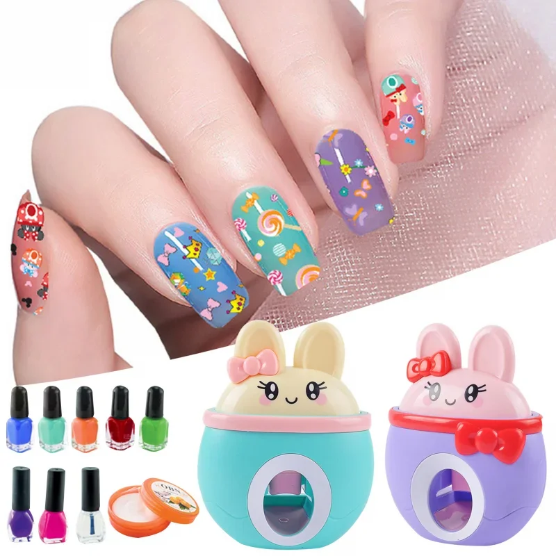 17 Stks/set Diy Nail Printer Manicure Make-Up Speelgoed Kinderen Nail Art Kit Doen Alsof Spelen Speelgoed Set Cadeau Voor Meisjes Speelgoed Nagel Stamper Set