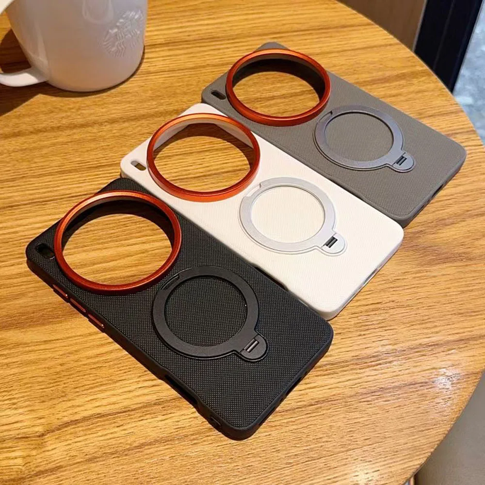 حافظة مغناطيسية من الجسيمات الماسية لهاتف Vivo X200 Ultra X200s X300 X100s Pro Mini 360 ° غطاء مقاوم للصدمات بحامل حلقي غير لامع