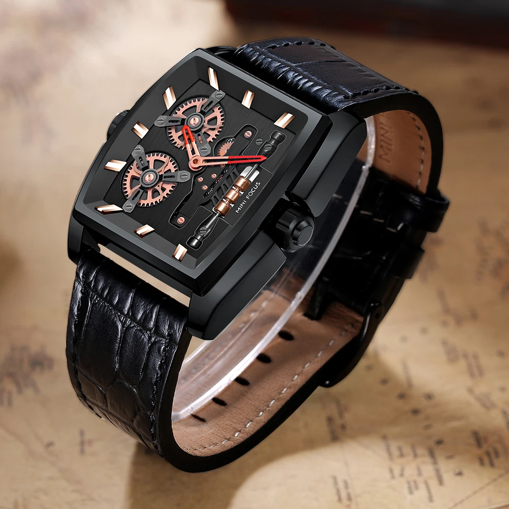 

MINI FOCUS Men Fashion Sport Wristwatch Genuine Leather Watch for Male Luminous Business Waterproof reloj hombre 0322G