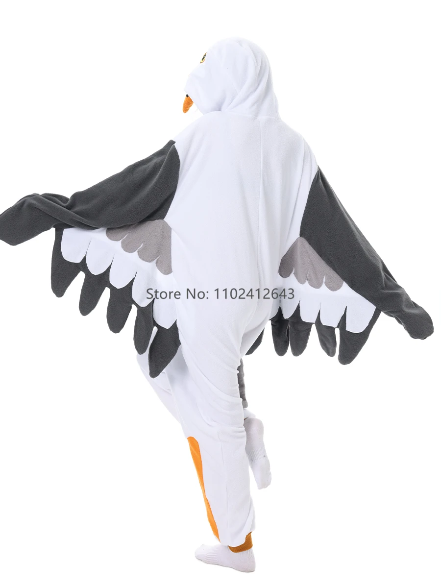 Adult Onesie Women Men Kigurumi Seagull Crow Pyjamas Animal Cartoon Pajama Homewear Halloween Cosplay Party Costume