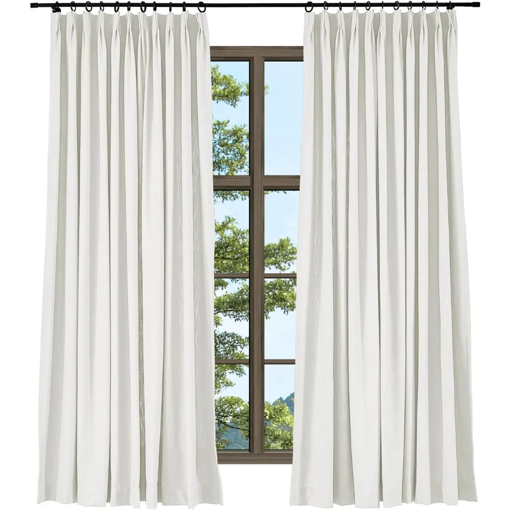 

Pinch Pleat Drape for Traverse Rod, Unlined Cotton Blend Room Darkening Curtain