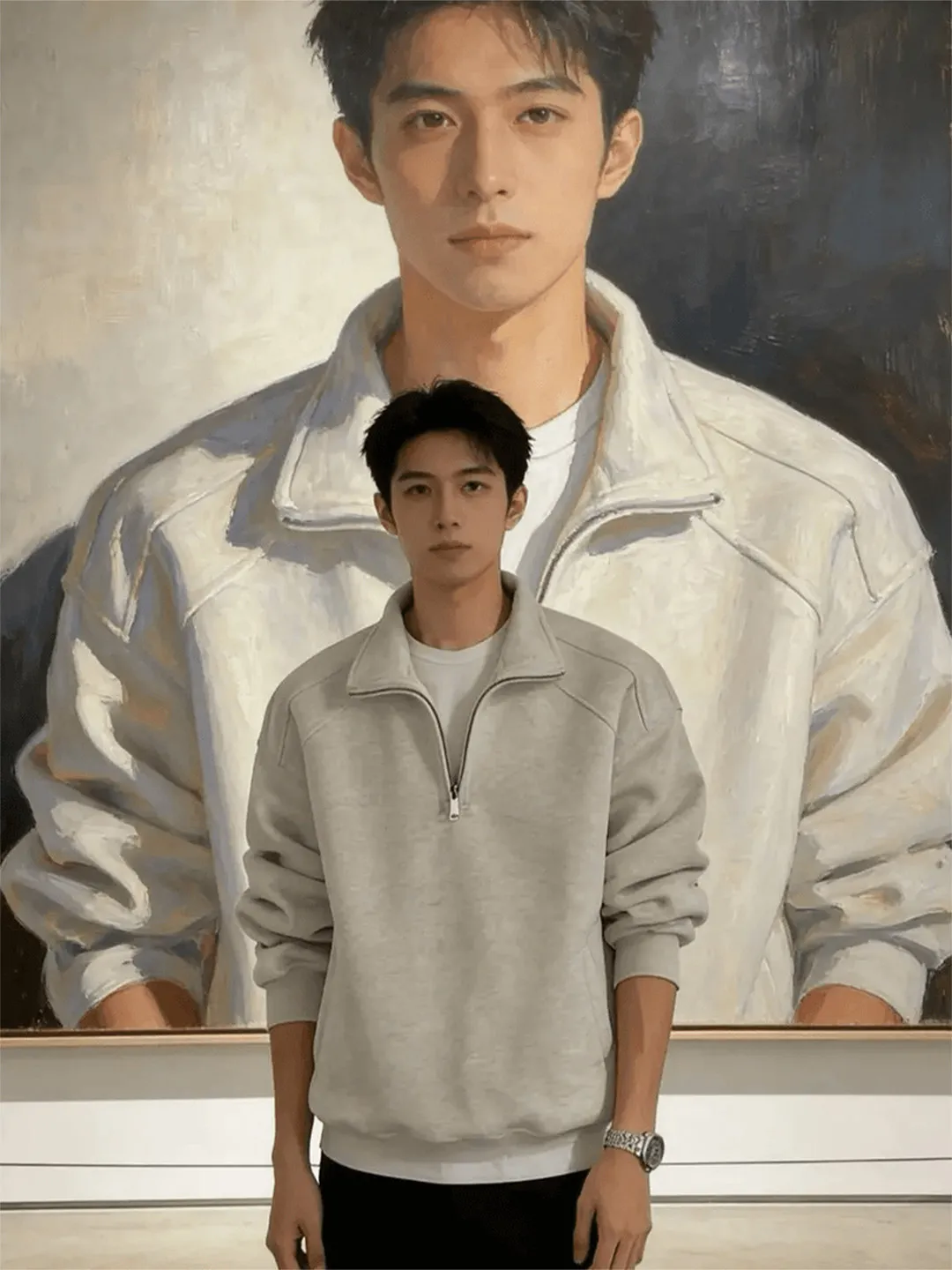 

ex f Zipper Hoodl Sweatirt American Sle Stand Collar Casual Versatile Spring Autumn Jaet for Teenagers And Youth