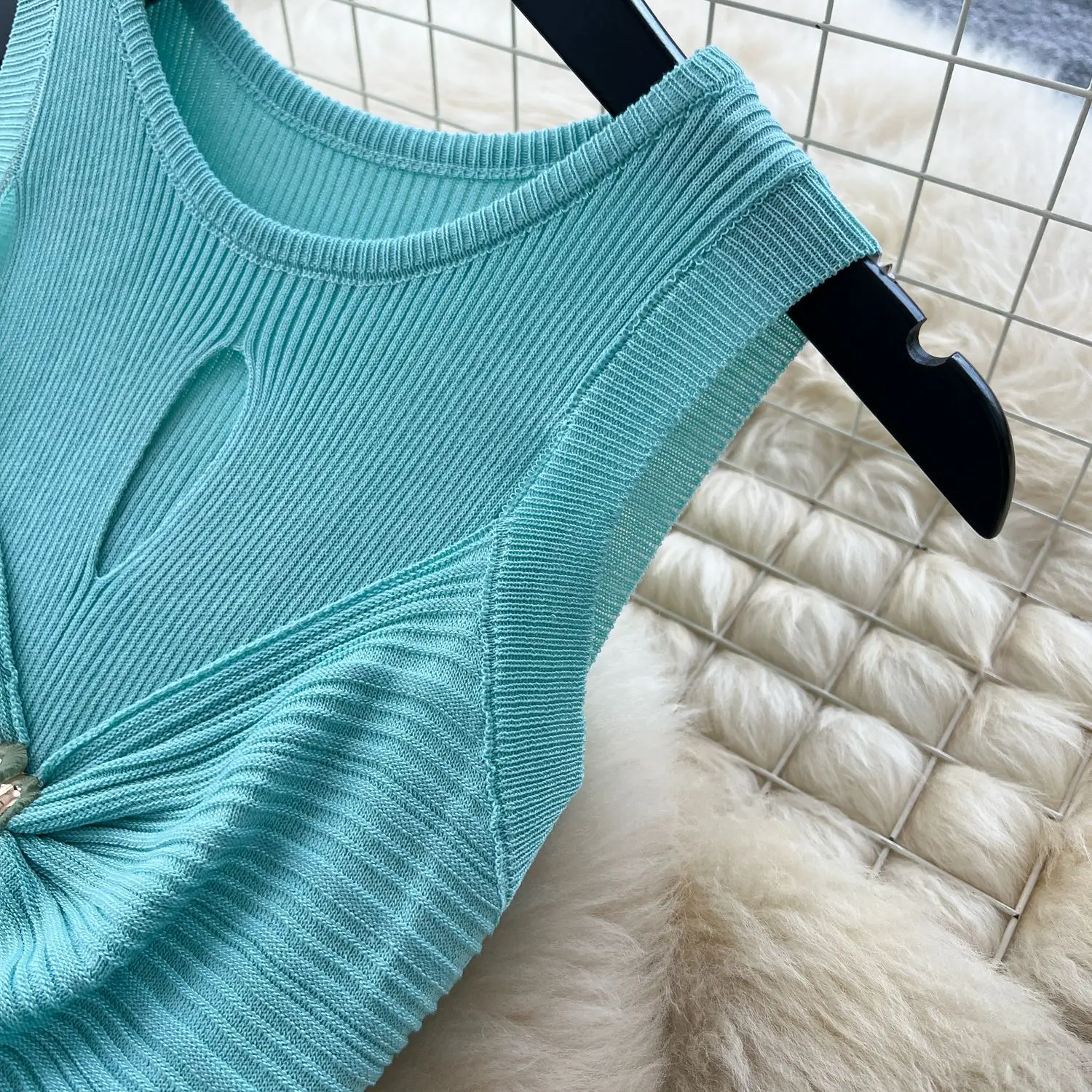 Frauen Gestrickte Kleider, Figurbetontes Kleid Y2k Knöchellänge Ärmellos Rundkragen Raffen Ausschnitt Vestidos Lässig Elegant 2025, Herbst