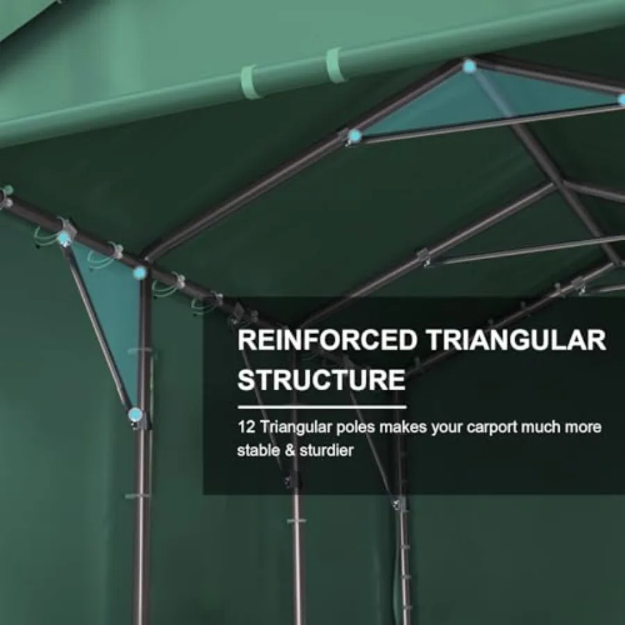 Carport, 10x20FT Heavy Duty Portable Garage Car Canopy with Sidewalls, GEN