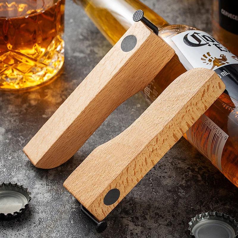 

50pcs Wooden Bottle Opener, Stainless Steel Wood Handheld Beer Opener, Funny Bartender Bottle Opener