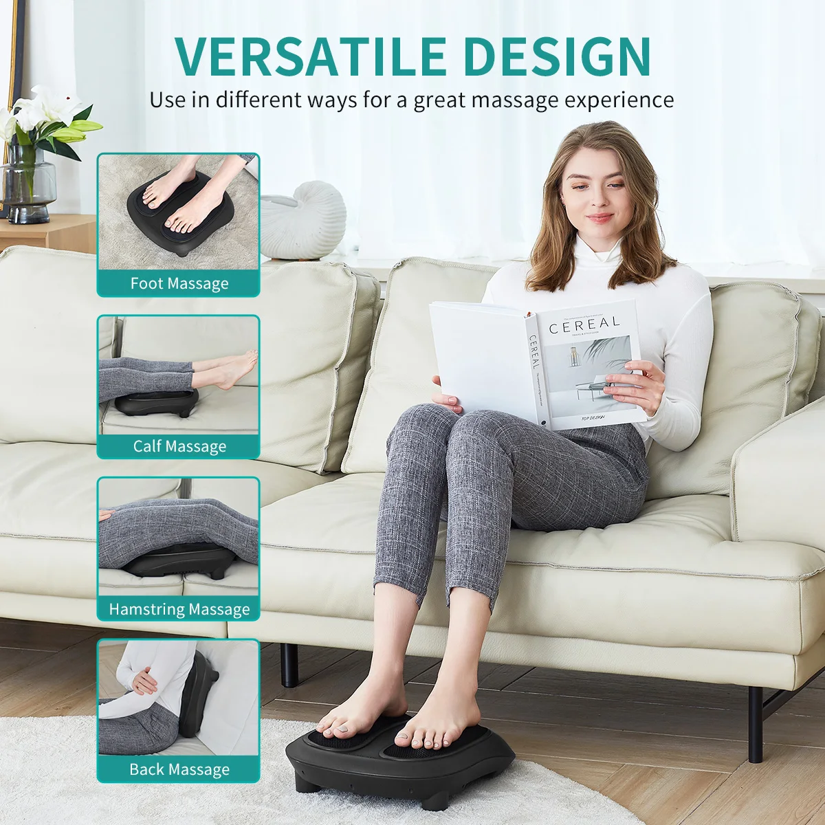 Nekteck Foot Massager with Heat to Relieve Painful Sores, Shiatsu Heated Electric Kneading Foot Massager for Plantar Fasciitis,