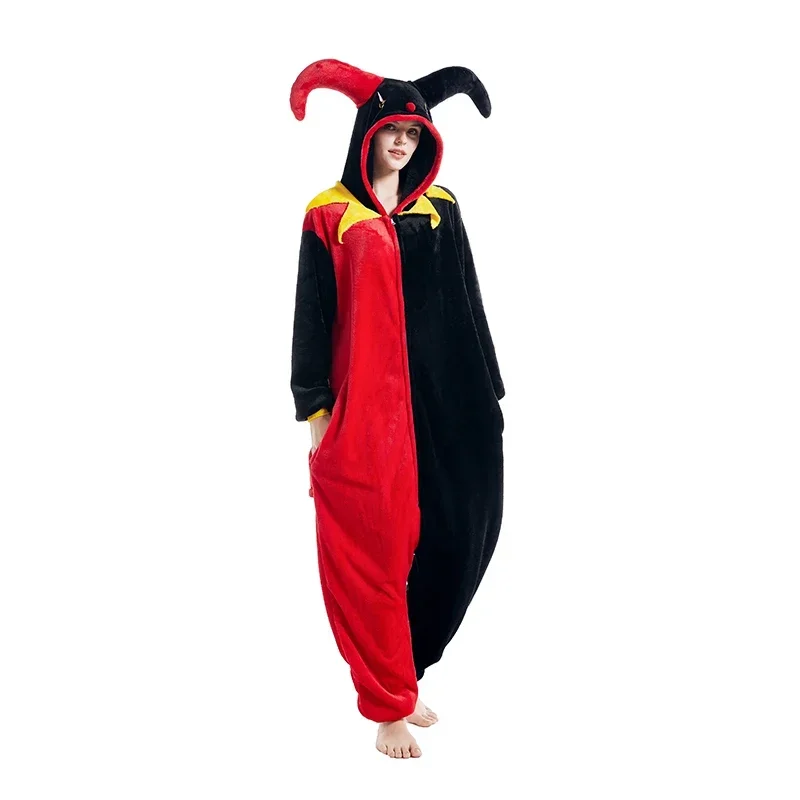 Clown Kigurumi Kids Flannel Women Pajamas Zipper Onesies For Adults Men Onsie Girls Cosplay Pijamas Halloween One-Piece Bodysuit