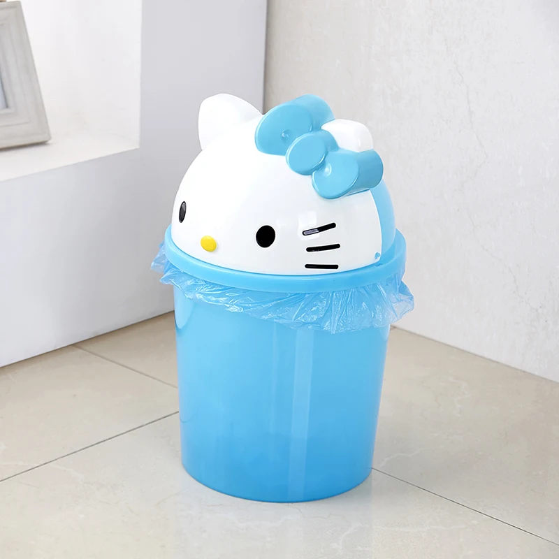Sanrio Hello Kitty Desktop Trash Can Cartoon Animation Around The Student Desktop Trash Basket Cute Square with Lid Storage Box
