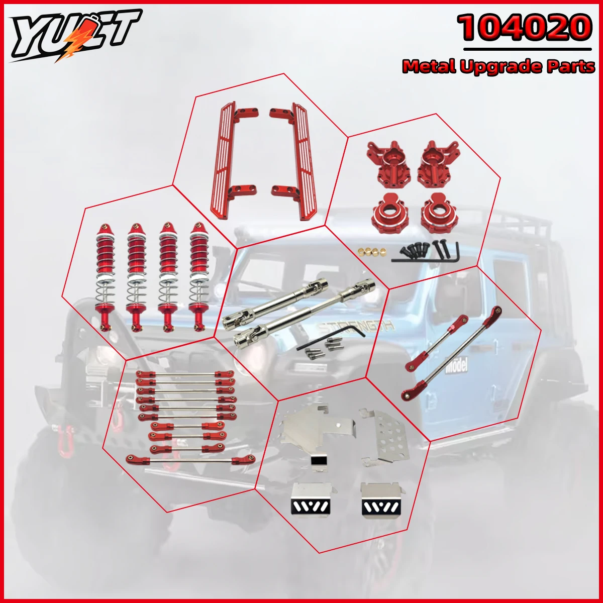 

Wltoys 104020 RC Car Metal Upgrade Parts Drive Shaft Skid Plate Oil Shock Scale Pedals Link For WLtoys 104010 104026 Model