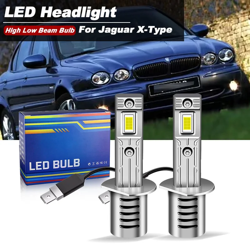 2Pcs H1 Led Canbus Car Headlight Lights High Low Beam Bulbs h1 For Jaguar X-Type 2002-2008 Super Bright Lamp White 20000lm