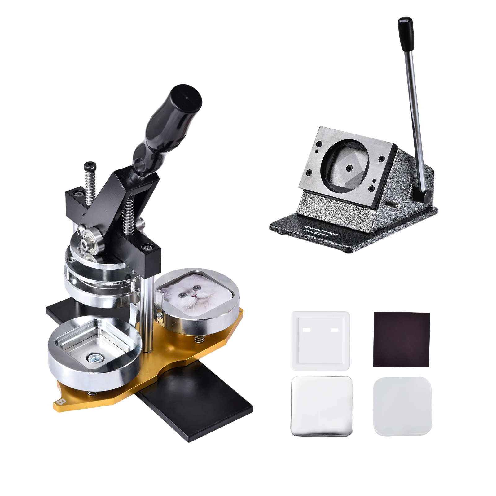 

Square Fridge Magnet Maker 2X2Inch , Button Badge Making Tool with Paper Cutter, Consumables, Craft Kits, for Home Business