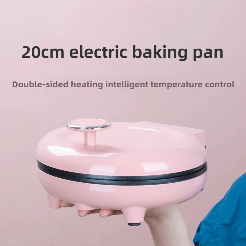 220 فولت المنزلية المزدوجة الجانب التدفئة الكهربائية كريب صانع المنزل مقلاة خبز كهربائية ، 20 سنتيمتر قطر البيتزا صانع كب كيك للإفطار