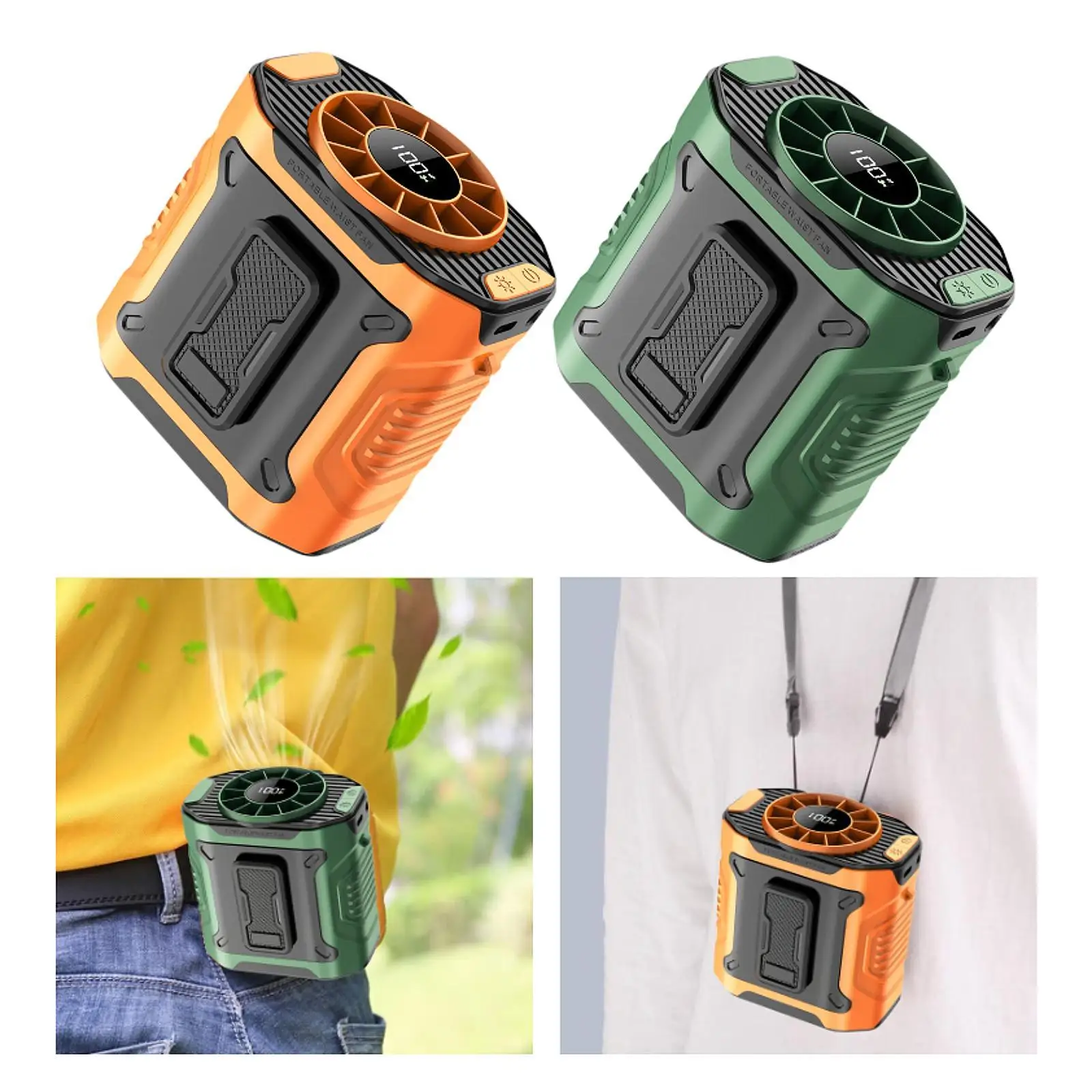 

Портативный поясной вентилятор, носимый поясной вентилятор, подвесной шейный вентилятор, удобный перезаряжаемый для бега, дома, садоводства, работы на открытом воздухе, в помещении