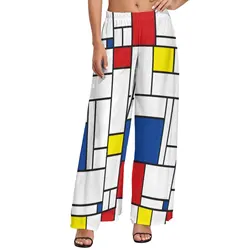 Mondrian Geometry Straight Pants Modern Art Modern Wide Leg Pants Female Oversized Street Wear Custom Trousers