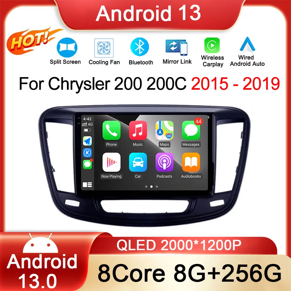 

Car Raido Android 13 for Chrysler 200 200C 2015 - 2019 4G GPS Navigation Autoradio Carplay Screen Stereo Multimedia Video Player