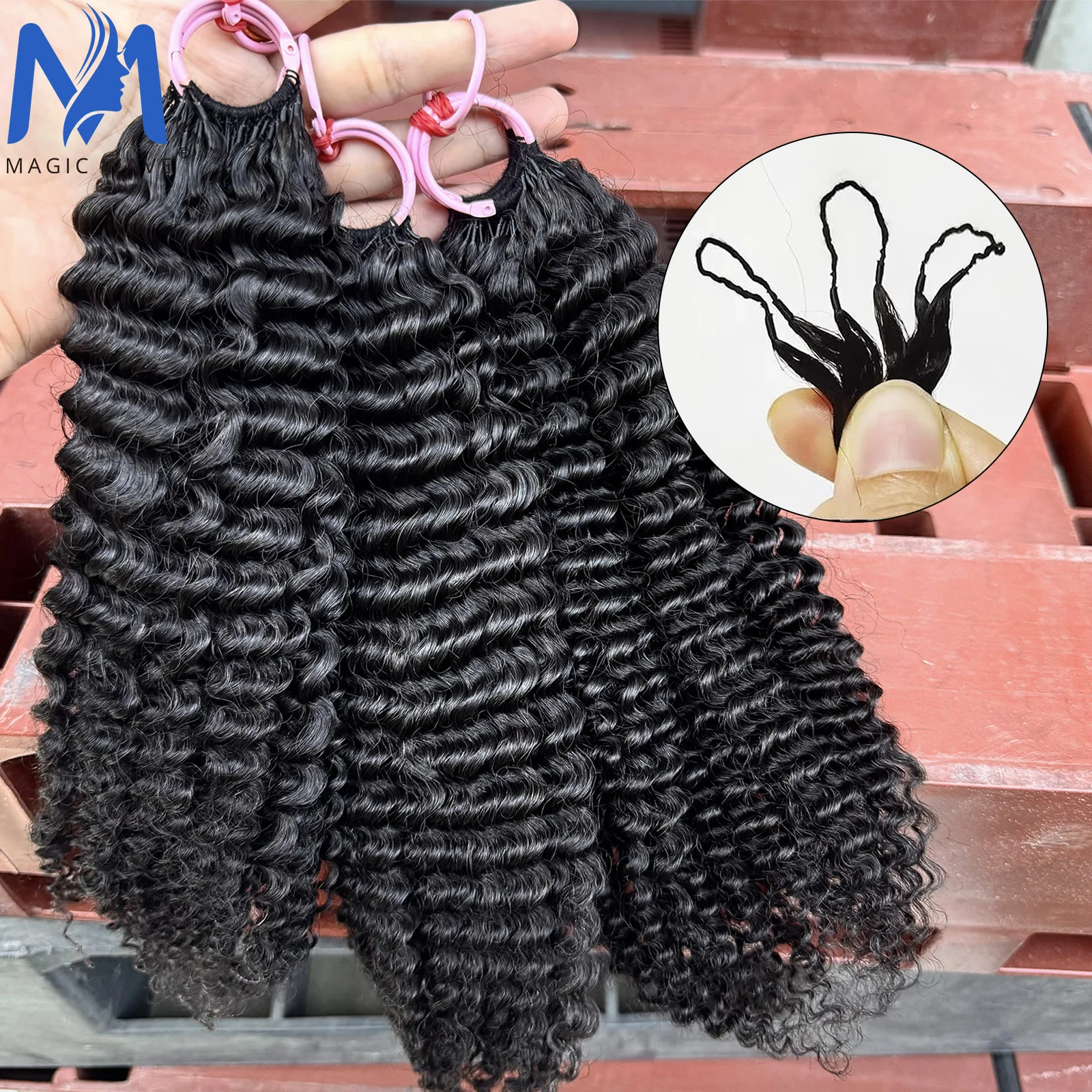 Extensões de Cabelo Cacheado Kinky de 14-20 polegadas, Sem Nó, Pré-Separadas, Cabelo Humano em Bulk para Tranças
